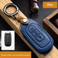 【LZ】☌♠♗  Couro genuíno Car Key Case Cover Fob Shell para Ford controle remoto EV