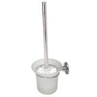 CNIM Hot Chrome Round Wall Mounted Toilet Brush and Frosted Glass Toilet Brush Holder