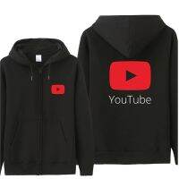 Funny Logo พิมพ์ Hoodies ของผู้ชาย You Tube Zipper เสื้อกันหนาวฝ้ายเสื้อผู้ชาย &amp; Coat