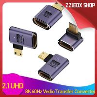 ZZJEDX SHOP 90องศาองศา เอชดี2.1 UHD ของ UHD รองรับ mini/micro HD เป็น HDMI ตัวแปลงสัญญาณ 8K 60Hz ตัวแปลง HDTV