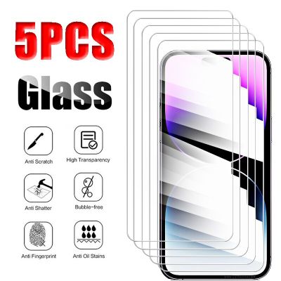 5Pcs Full Cover Protective Glass For iPhone 14 13 12 11 Pro Max XR X XSMax Tempered Screen Protector on iPhone 7 8 14 Plus Glass