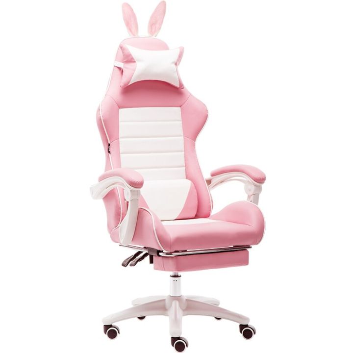 พนักพิงเกม-e-เก้าอี้กีฬาสุดหรูใหม่สำหรับเก้าอี้บ้านสำนักงานเก้าอี้แข่งการแข่งขันสีชมพูสีขาวเก้าอี้คอมพิวเตอร์สด
