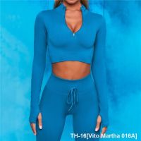 ☁ Vito Martha 016A In stock yoga pants running exercise fitness drawstring trousers seamless yoga clothing threaded long sleeve yoga suit top