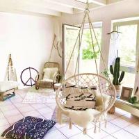 REWTR Nordic Handmade Knitted Round Hanging Hammock Outdoor Indoor Dormitory Bedroom Hanging Chair Children Swing Home decoratio