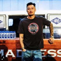 Shawn Yue เสื้อยืดแขนสั้นสำหรับผู้ชาย,เสื้อผ้าฝ้ายแท้ไซส์ใหญ่ทรงหลวมทันสมัย