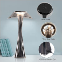 LED Desk Lamp Touch Dimming Eye Protection USB Charging 3-Color Reading Lighting Bedside Lamps Transparent Crystal Table Light