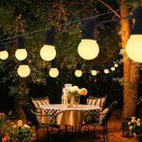 ZZOOI Patio String Light Outdoor Garland Lights Globe Bulb Fairy String Light New Year Party Garden Patio Garlands Decorate 10M LED