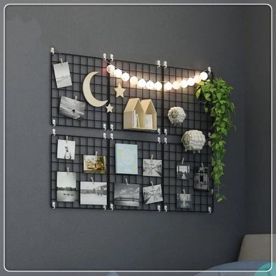 Grids Decoration Metal Multi-Function Iron Mesh for Photo Frame Wall Art Display Storage Shelf Organizer Rack and Wooden Clips