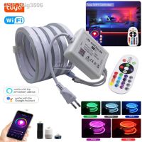 ☋DC12V 16ig3506 Tuya Inteligente WIFI-Fi Controle Rgb Tira De Néon Lâmpada Luz 5050 80led/m Flexível Neon Corue 220V Eua ปลั๊ก110V