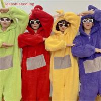 (Takashiseedling) Unisex เทเลทับบี้คอสเพลย์ Disi Onesies Lala ชุดนอนผู้ใหญ่ชุดนอนชุดนอนผู้ใหญ่ลายสัตว์ Jumpsuit