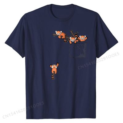 T-Shirt - Pocket Series Cute Red Panda  Playing Cotton Tees for Men Cool T Shirt Unique Funny