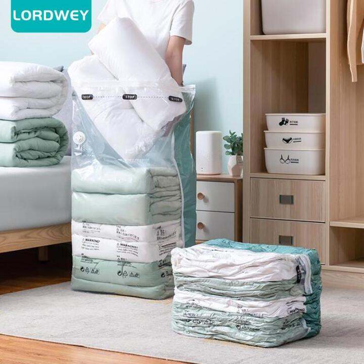 LORDWEY No Need Pump Vacuum Bags Large Plastic Storage Bags for Storing