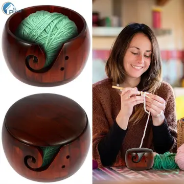 Wooden Yarn Bowl,Yarn Bowls with Lid for Knitting Crochet Yarn