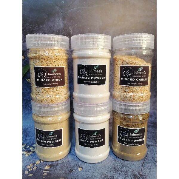 garlic powder, onion powder, minced garlic, minced onion, celery powder