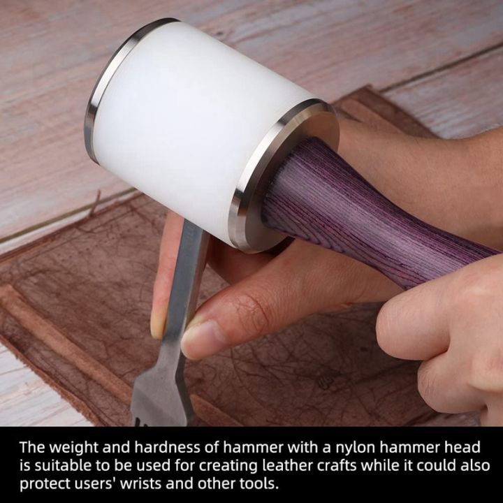 leather-carving-hammer-professional-leather-mallet-leather-with-nylon-straight-head-wood-handle-crafting-tool