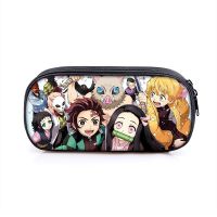 【LZ】♞▽  Demônio Slayer Anime Pencil Case Ghost Blade Cartoon Print Pen Bag Student Pencil Case Kids Storage Bag Material Escolar Papelaria Meninos Meninas