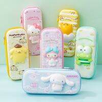 Sanrio กล่องดินสอบีบอัด Kawaii Cinnamoroll Melody PIN กระเป๋าดินสอสุนัขเครื่องเขียนอุปกรณ์การเรียน