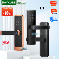 RAYKUBE L1 สีดำสมาร์ทประตูล็อค Tuya WiFi/ Tuya ZigBee/TT ล็อค APP ลายนิ้วมือดิจิตอลอัจฉริยะประตูไฟฟ้าล็อค-hjgytyuuiytt