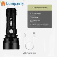 Lumiparty P70 ไฟฉาย LED ขนาดเล็ก พร้อมแบตเตอรี่ลิเธียม ชาร์จ USB 3 ระดับ ถอดออกได้