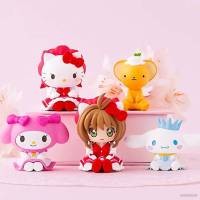 Best โมเดลฟิกเกอร์ Cardcaptor Sakura and Sanrio CERBERUS KT Cinnamoroll Melody ของเล่นสําหรับเด็ก 5 ชิ้น