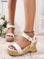 ?☃▼ Big yards sandals 2023 summer new fish mouth peep-toe waterproof thick bottom joker wedge female big