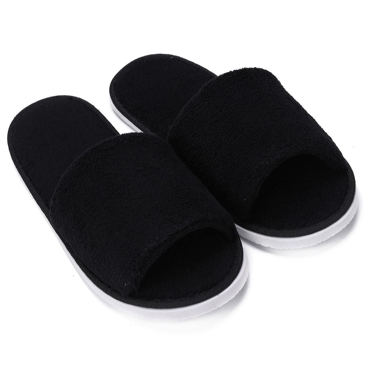 Men Women Coral Velvet Open Toe Hotel Home Spa Slippers Travel Shoes Thick 7mm 