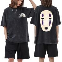 Anime Spirited  No Face Man T Shirt 90s Unisex Japanese Manga Oversized T-shirt Regular Tops Summer Men Women Wash Vintage Tees 4XL 5XL 6XL