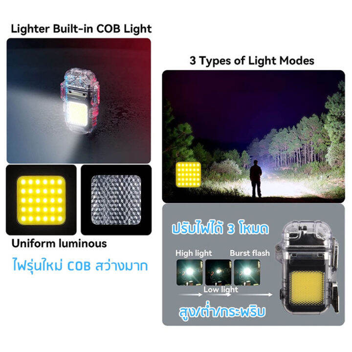 ไฟแช็กใหม่ปี-2023-ไฟแช็ค-มีไฟ-cob-กันลมและกันน้ำ-ไฟแช็คเท่ๆสวยๆ-ส่วนโค้งไฟฟ้าคู่-ไฟแช็ก-ไฟแช็คเท่ๆสวยๆ-จอแสดงแบตเตอรี่-ไฟฉายพกพา-ไฟแช็คไฟฟ้า-usb-ไฟแช็คแปลกๆ-ledไฟฉายแรงสูงมัลติฟังก์ชั่น-พกพา-2in1-ไฟเช