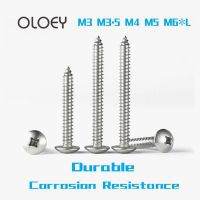 M3 M3.5 M4 M5 M6*L 304 Stainless Steel Self-tapping Truss Screws Round large Flat round Head Cross Mushroom Phillips Screws Nails Screws  Fasteners