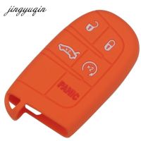 Jingyuqin เคสกุญแจรถซิลิโคนสำหรับ Jeep Grand Cherokee Dodge Jcuv Dart Jrysler 300c Fiat 5บนฝาครอบ Fob ระยะไกล