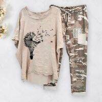 【DT】hot！ Womens Piece Camouflage Set Outfits for Cotton 2023 Print Short Sleeve