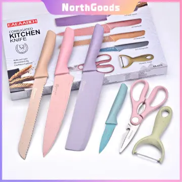 Kitchen Knife Set, 6-Pieces Khaki Sharp Knife Set for Kitchen, Non-stick  Non-slip Stainless Steel Chef Knife Set with Universal Knife Block Suitable