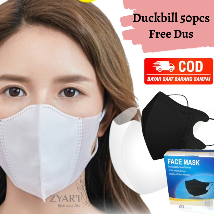 Masker Duckbill Face Mask 3ply 1 Box Isi 50 PCS / Masker Duckbill Warna ...