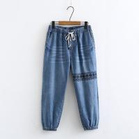 【มีขนาดใหญ่】Plus Size Womens Jeans Embroidery Ankle Length Trousers denim pants