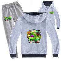 Plants Vs Zombies ชุดเสื้อแจ็คเก็ตซิปเด็กผู้ชายเด็กผู้หญิงชุดกางเกงเสื้อลายการ์ตูนนักวิ่ง2ชิ้นชุด CL1731ชุดเด็กฤดูใบไม้ผลิฤดูใบไม้ร่วง