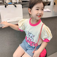 Littlequeen เสื้อยืดเสื้อแขนสั้นลายการ์ตูนคอกลมสำหรับเด็กผู้หญิง,เสื้อยืดลำลองเสื้อผ้าเด็กทารกฤดูร้อน1BT0386สำหรับเด็กวัยหัดเดิน