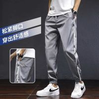 CODzoees Ice Silk Pants Men Summer Thin Section Loose Korean Style Trendy Feet Sports Pants Quick-drying All-match Casual Pants Fashion Pants Men