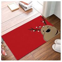 Christmas Moose Door Mats Kitchen Floor Bath Entryway Rug Mat Absorbent Indoor Bathroom Decor Doormats Flannel  Non Slip