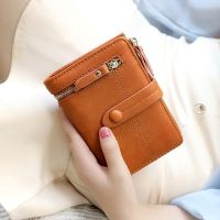 Dompet pendek wanita dompet koin wanita kulit PU risleting lipat modis dompet koin wanita pengait tempat kartu kredit tas uang dompet