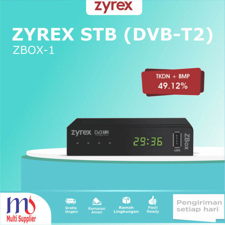 Set Top Box Tv Digital STB Zyrex DVB T2 Resmi kominfo dan SNI Lazada