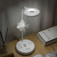 Multifunctional Touch Usb Socket Little Fan Table Lamp Student Desktop Bedroom Rechargeable Led Eye Protection Table Lamp