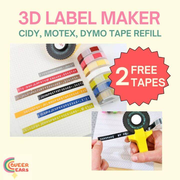 Cidy Label Maker Pastel FREE 2 Refill Tape Embossed Sticker Manual
