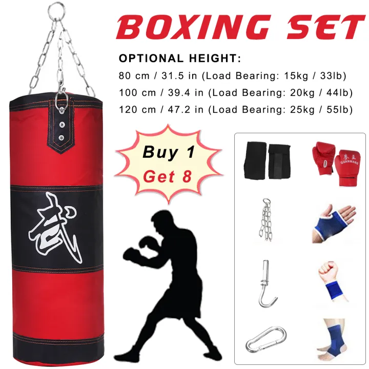 Heavy Boxing Punching Bag Training Gloves Speed Set Kicking Mma Workout