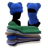 【YD】 New Demons Hole Balaclava Knitted Pullover Cap Windproof Ears Warm Riding Integrated Scarf Beanie Hat