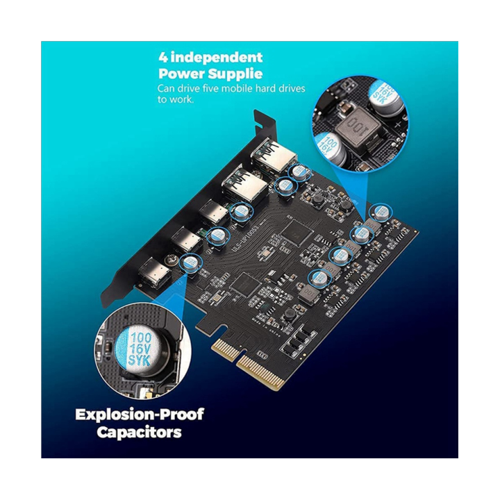 PCIe to USB 3.2 Gen 2 Adapter Card Plastic Expansion Card PCI Express