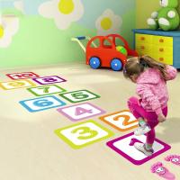 1Set  Waterproof Removable Cartoon Number Grids Hopscotch Game Floor Stickers Parent-child Gift Home Nursery Kindergarten Decor Wall Stickers  Decals