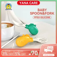 Baby PPSU Fork Spoon Silicone Short Handle Training Fork Spoon 0-6 months Feeding Spoon Children