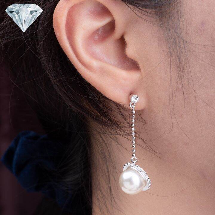 malai-gems-ต่างหูมุก-เงินแท้-silver-925-เพชรสวิส-cz-เคลือบทองคำขาว-รุ่น-21005522-แถมกล่อง-ต่างหูเพชร-ต่างหูเงินแท้