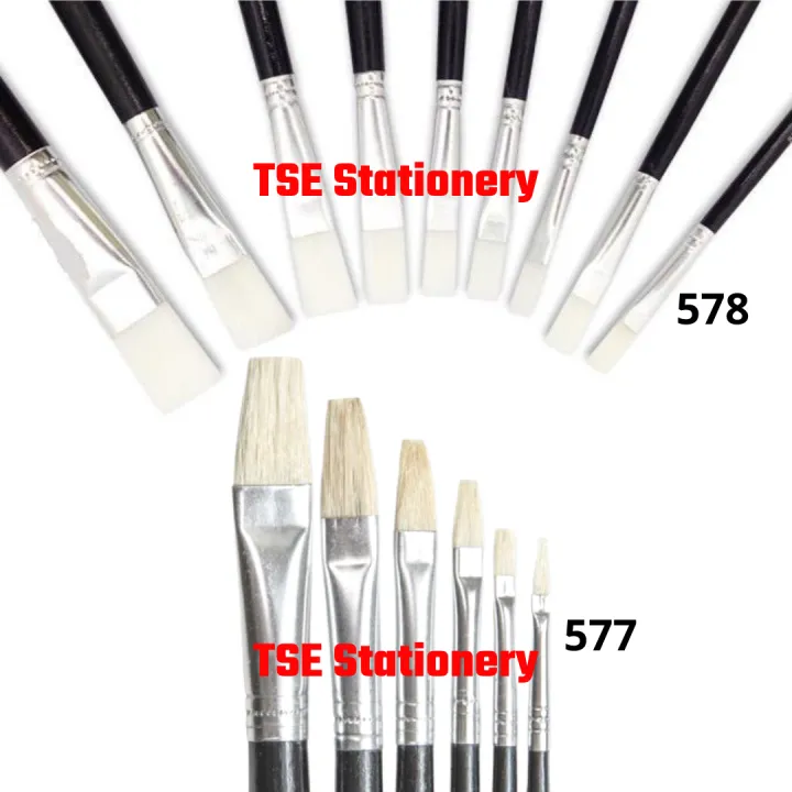 577 / 578 Brush Flat Nylon Brush Student Economy Art Supplies Low Cost