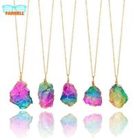 FARRELL Fashion Collares Rainbow Crystal Quartz Transparent Winding Jewelry Irregular Pendant Necklace Natural Stone